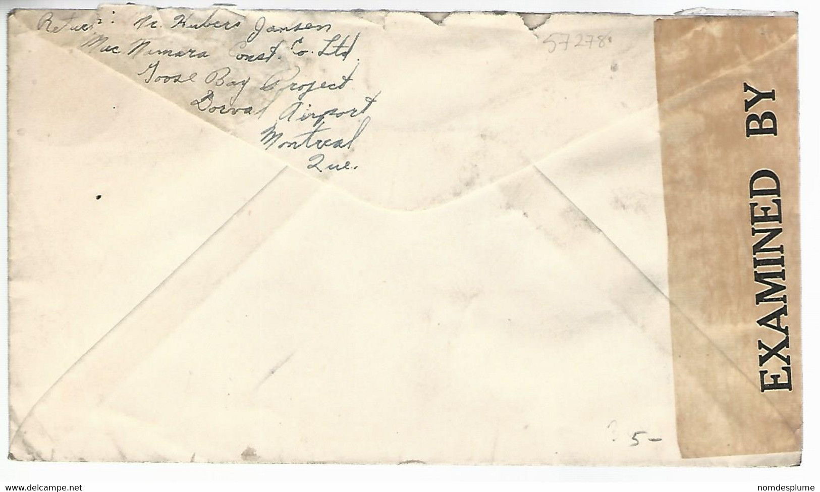 57278) Canada C.A.P.O. No.10 Goose Bay Military Censor Postmark Cancel 1942 R.C.A.F. Military Mail - Postal History