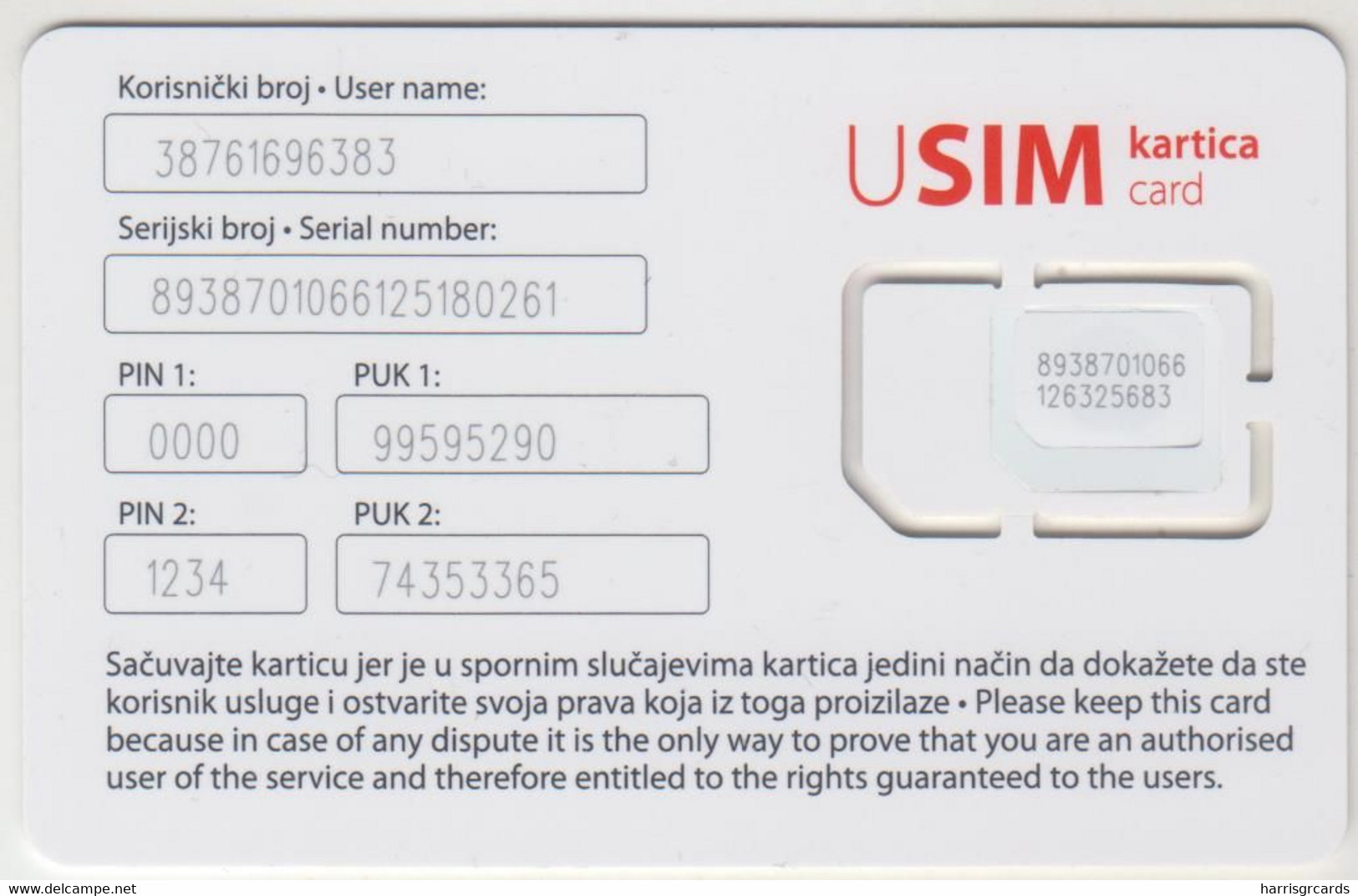 BOSNIA - Ultra USIM Card 4G+, GSM Card, Mint - Bosnia