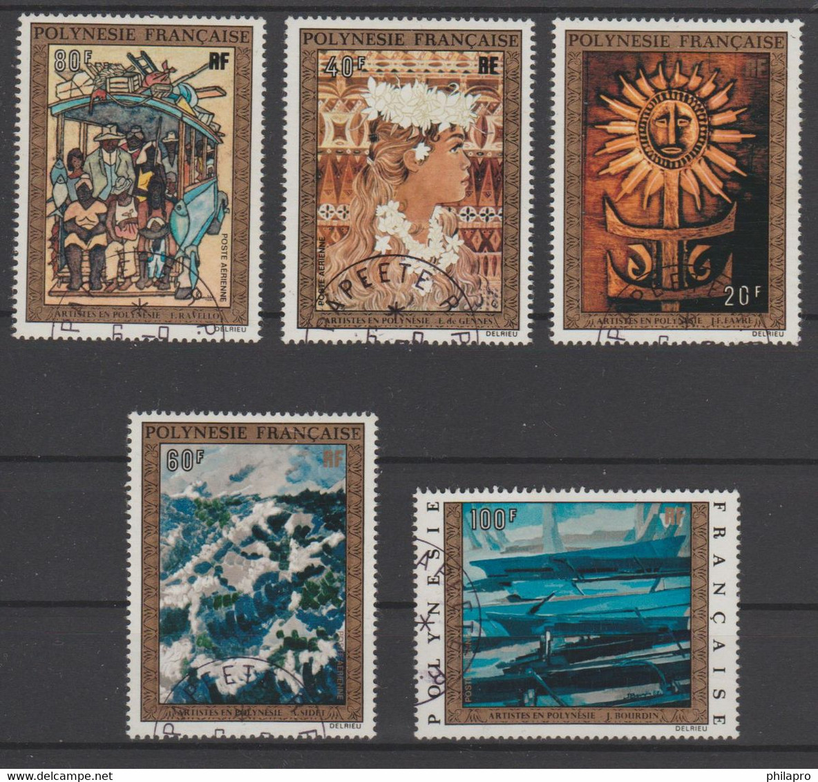 POLYNESIE   1973  TABLEAUX  Used  Complete Set  Yvert N° PA  77/81  Réf   R 282 - Usati