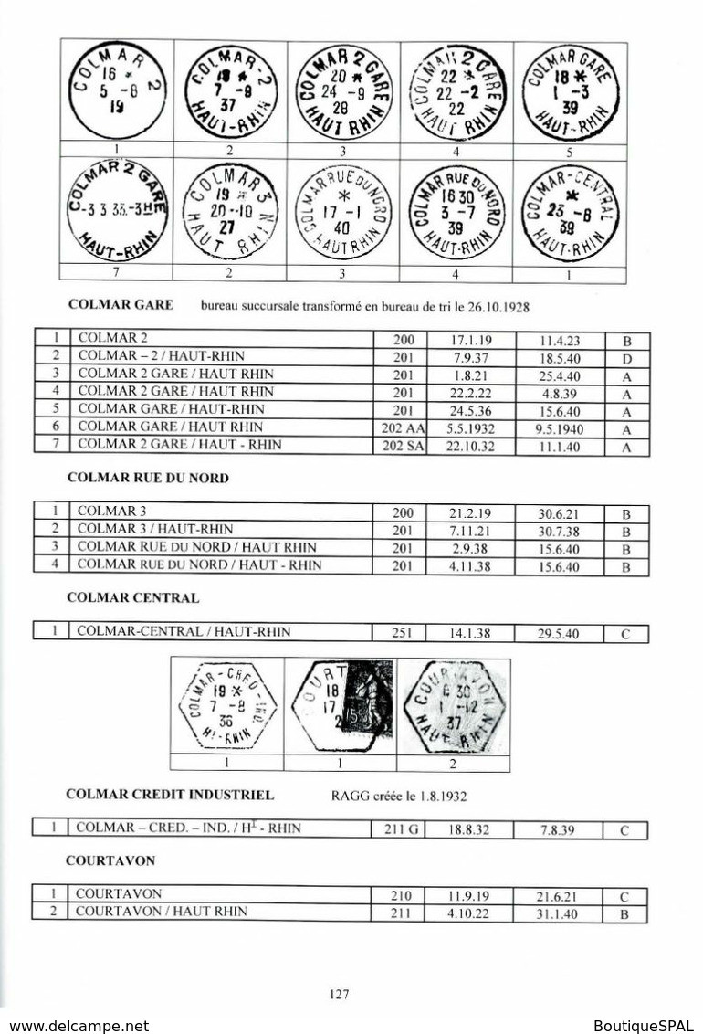 Catalogue Des Timbres à Date Manuels Français Alsace - Lorraine 1919-1940, édition SPAL, De Laurent BONNEFOY - Handbooks