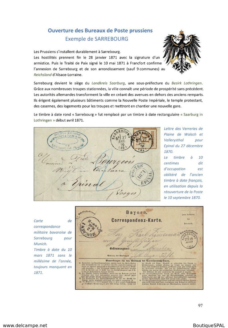 La guerre de 1870-1871 en Alsace-Lorraine à travers l'histoire postale - SPAL édition 2020 - Elsass-Lothringen 1870-1871
