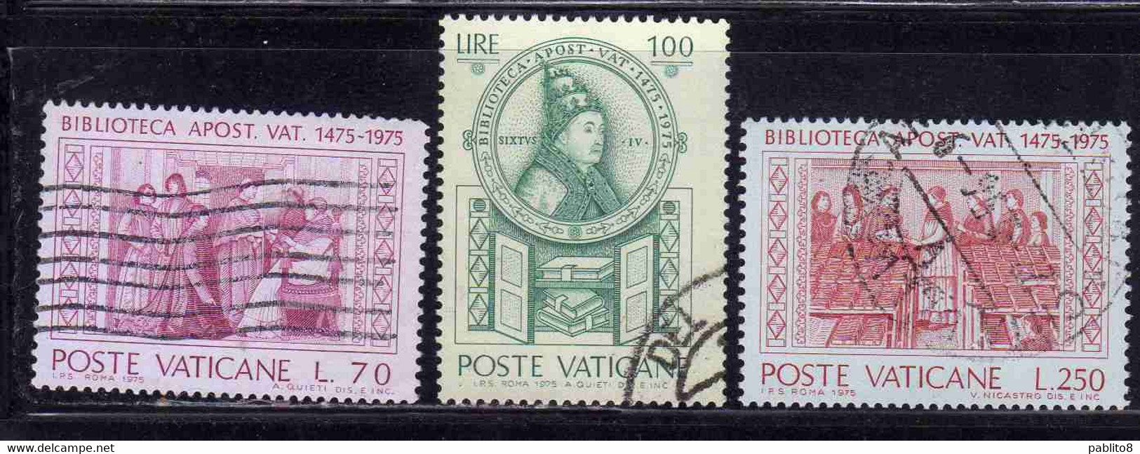 CITTA' DEL VATICANO VATIKAN VATICAN 1975 BIBLIOTECA VATICANA LIBRARY SERIE COMPLETA COMPLETE SET USATA USED OBLITERE' - Used Stamps