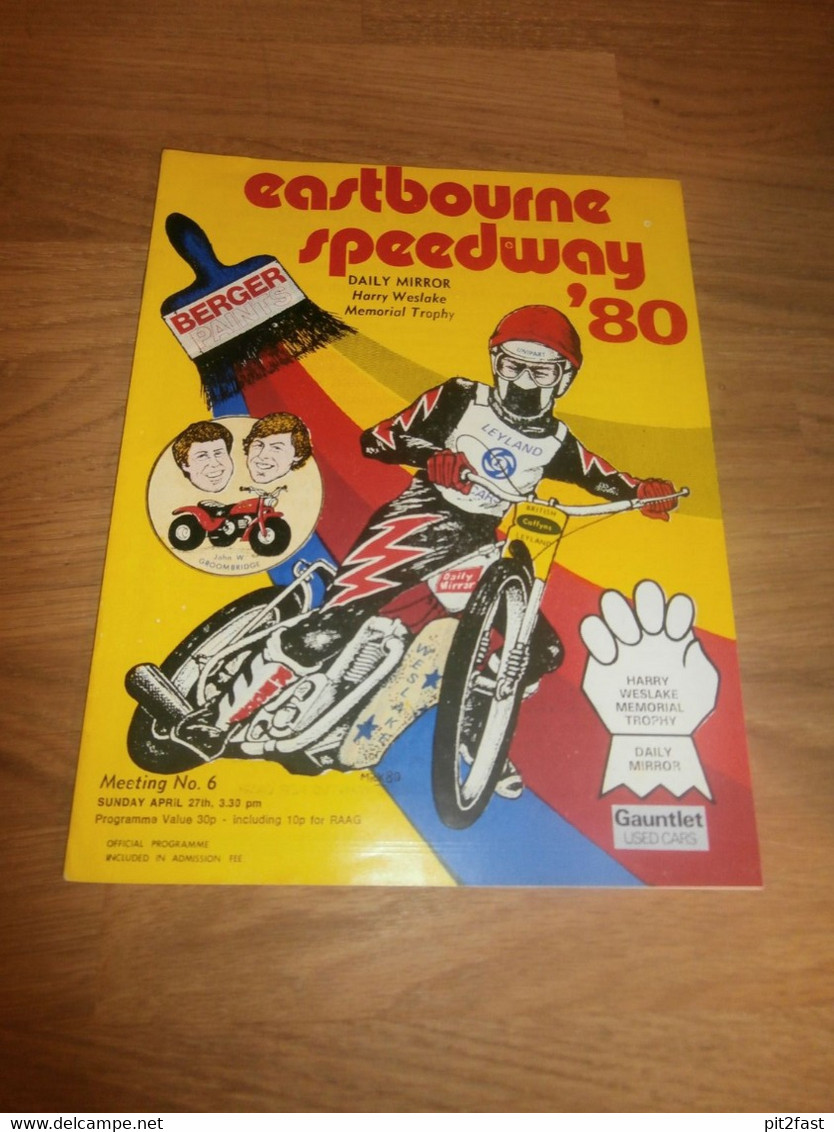 Speedway Eastbourne 27.04.1980 , Programmheft / Programm / Rennprogramm , Program !!! - Motos