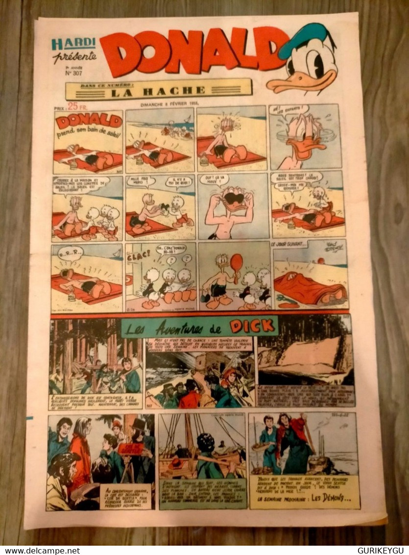 HARDI Présente DONALD N° 307 Mickey GUY L'ECLAIR Pim Pam Poum  MANDRAKE Luc Bradefer Le Pere LACLOCHE 08/02/1953 - Donald Duck