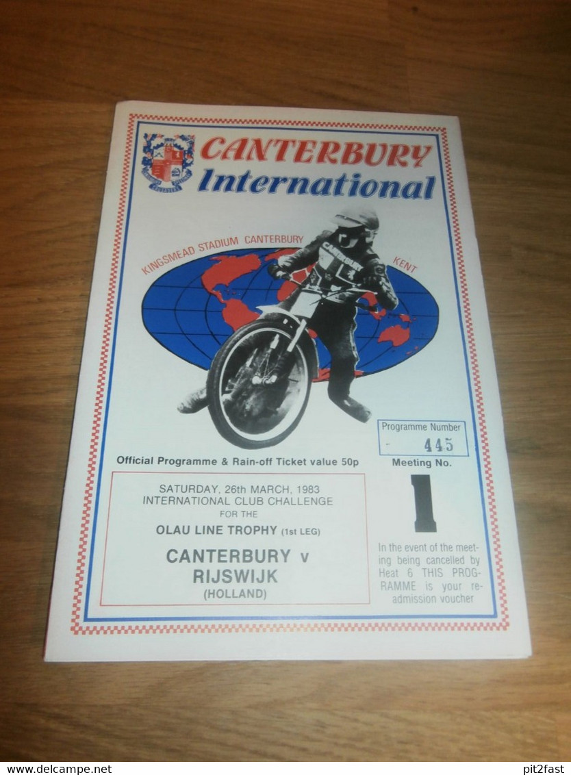 Speedway Canterbury 26.03.1983 , Programmheft / Programm / Rennprogramm , Program !!! - Motos