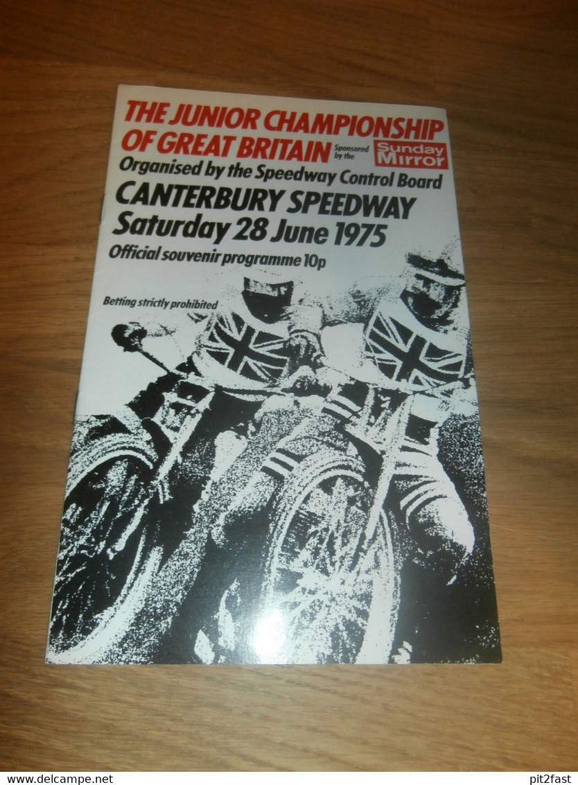 Speedway WM Canterbury , 28.6.1975 , Programmheft / Programm / Rennprogramm , Program !!! - Motos