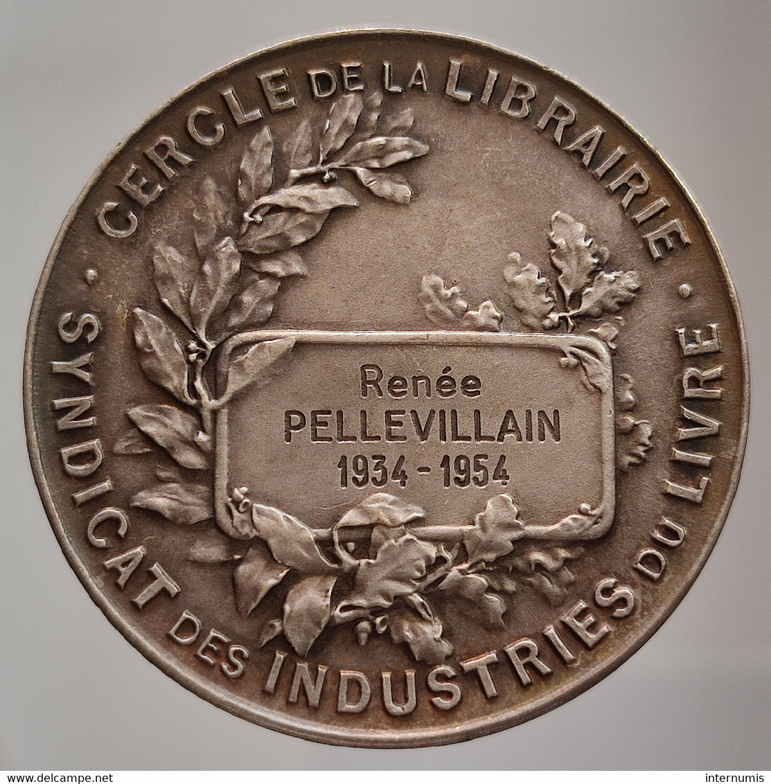 Médaille / Medal CERCLE DE LA LIBRARIE - Attribué à Pellevillian 1934-1954 Bronze Argenté - Professionnels / De Société