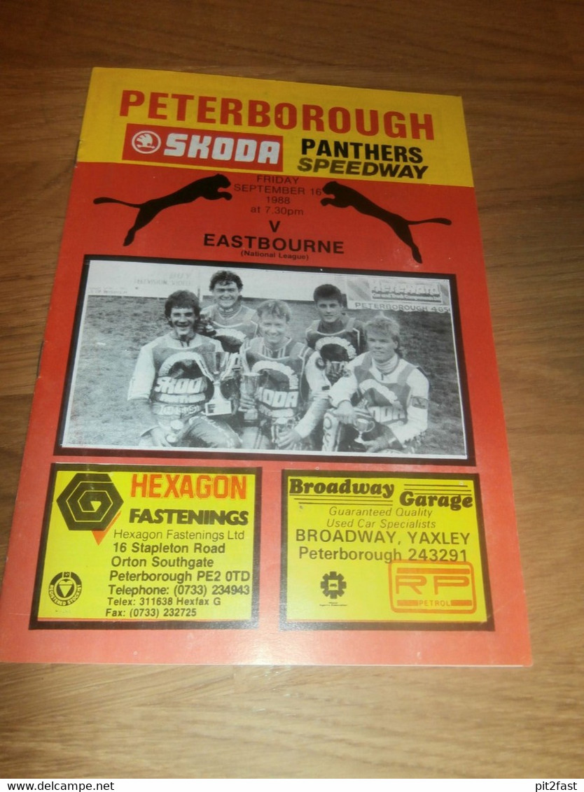 Speedway Peterborough, 16.09.1988 , Eastbourne, Programmheft / Programm / Rennprogramm , Program !!! - Motos