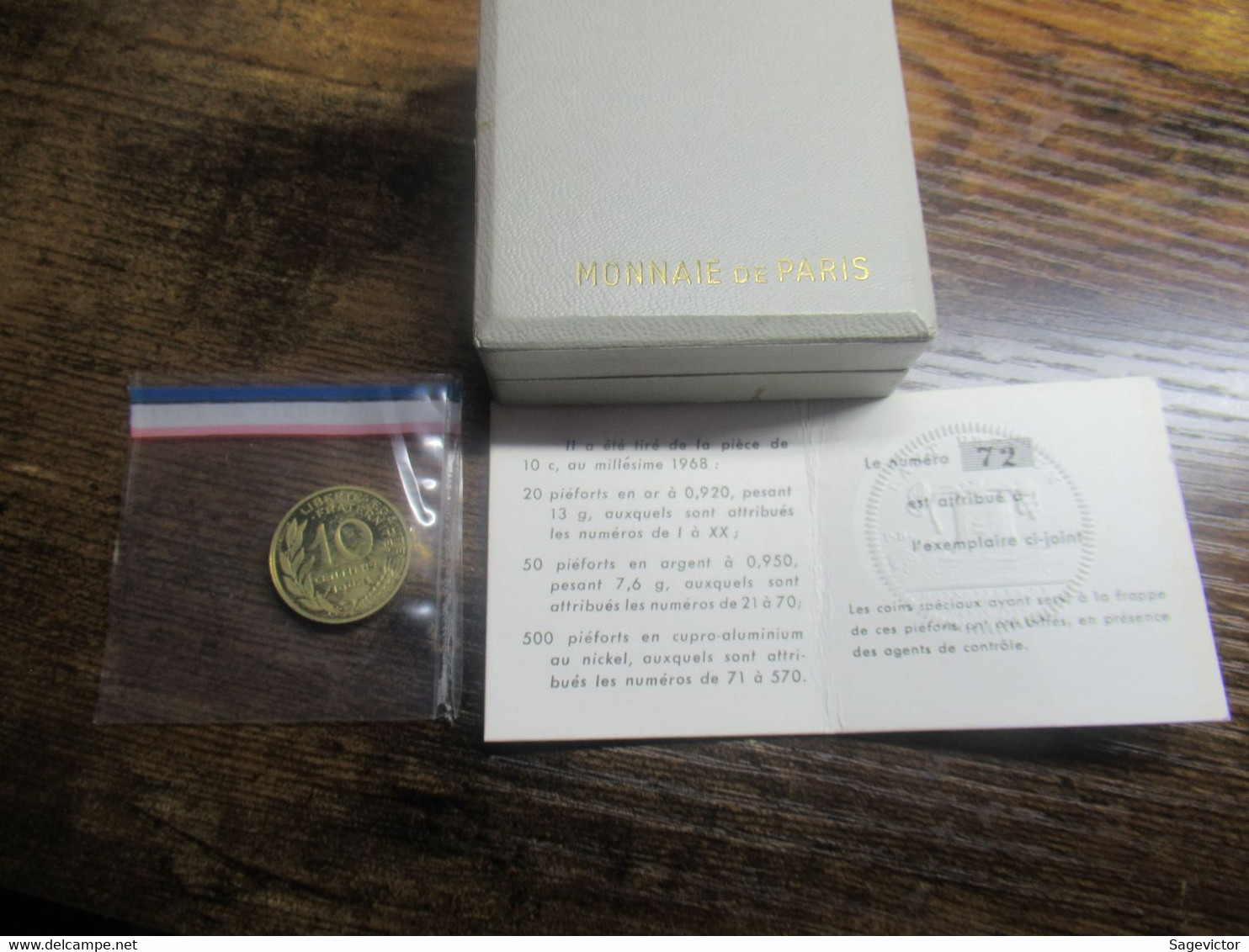 Piéfort 10 Centimes1968 CU-NI Avec Sachet + Certificat + Coffret - Abarten Und Kuriositäten