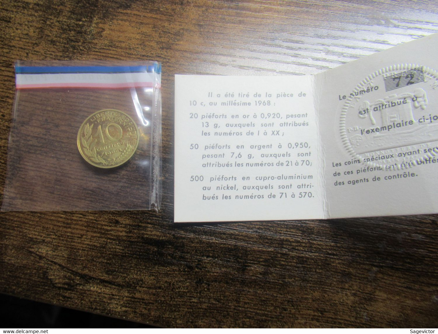 Piéfort 10 Centimes1968 CU-NI Avec Sachet + Certificat + Coffret - Abarten Und Kuriositäten