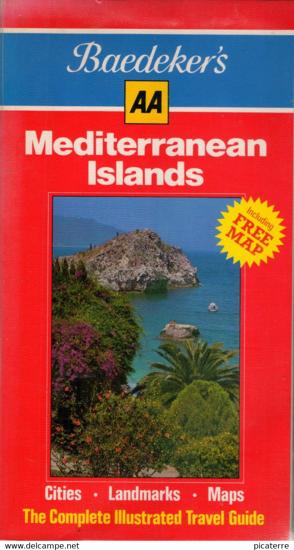 POST FREE UK-Mediterranean Islands-Baedeker's-240 Pages In Protective Cover + Large 1050mm X 740mm 2-sided Map - Europa