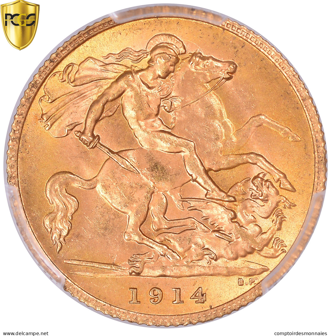 Grande-Bretagne, George V, 1/2 Souverain, 1914, Londres, Or, PCGS, MS64, KM:819 - 1/2 Sovereign