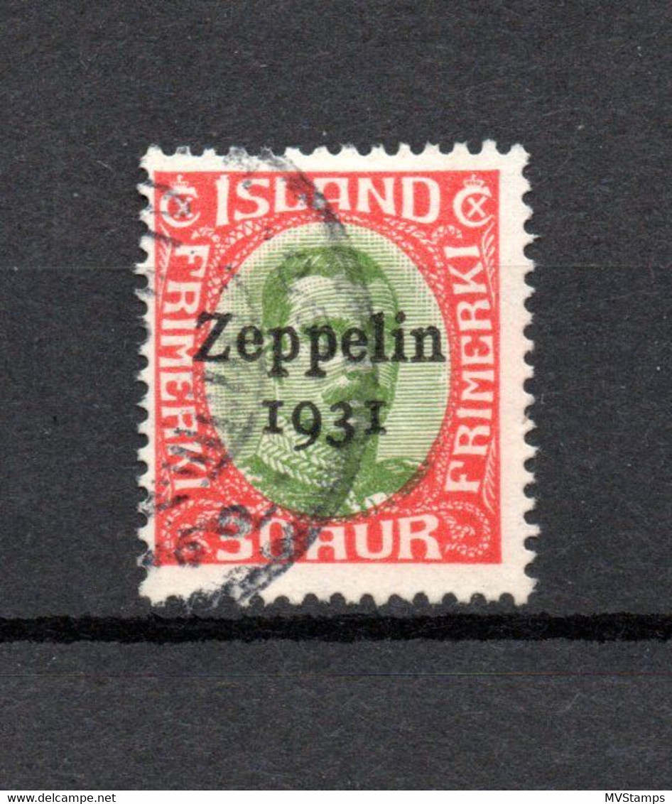 Iceland 1931 Old Overprinted Airmail Stamp (Michel 147) Nice Used - Luchtpost