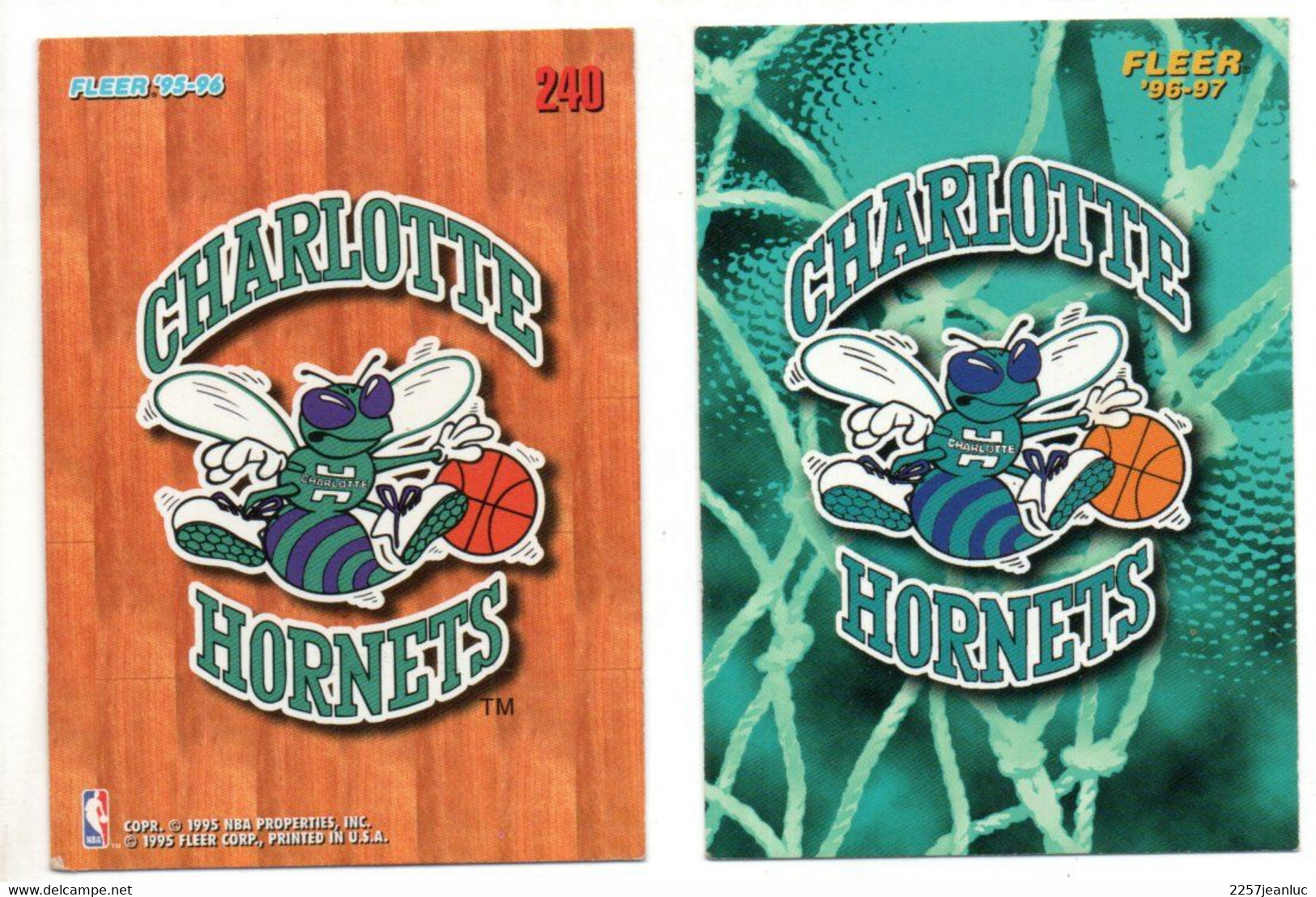 2 Cartes Pamini Club Basket Ball *  N;153 Et 240 Charlotte Hornets   * Fleer 1995/1996  & 1996/1997 USA - Basket-ball