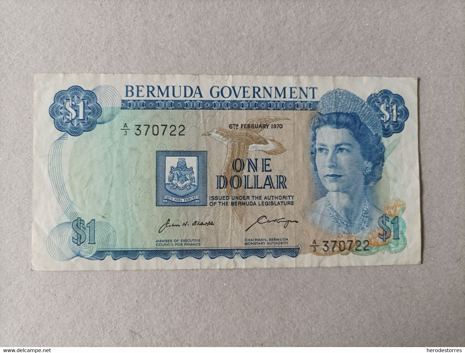 Billete De Bermuda De 1 Dólar, Año 1970, Serie A - Bermuda