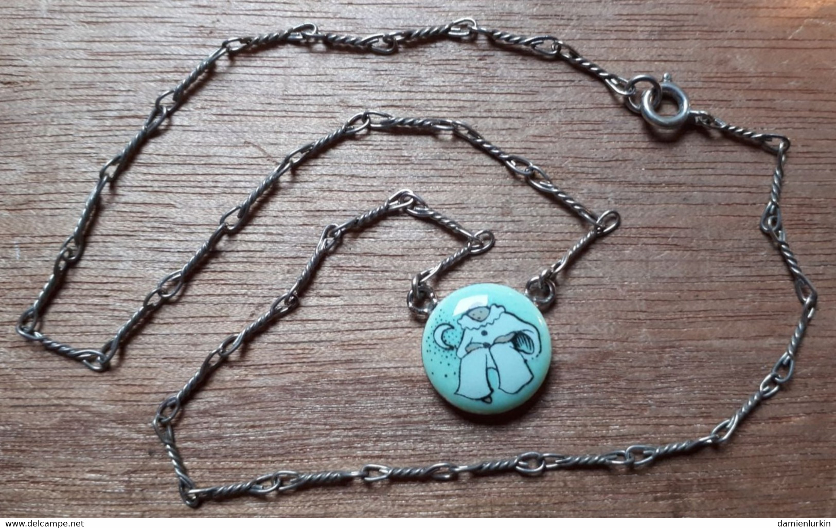 FRANCE CHAINE +/- 38CM + RARE PENDENTIF éMAILLé "MON AMI PIERROT" SIGNé MICHEL LE BRUN - Necklaces/Chains