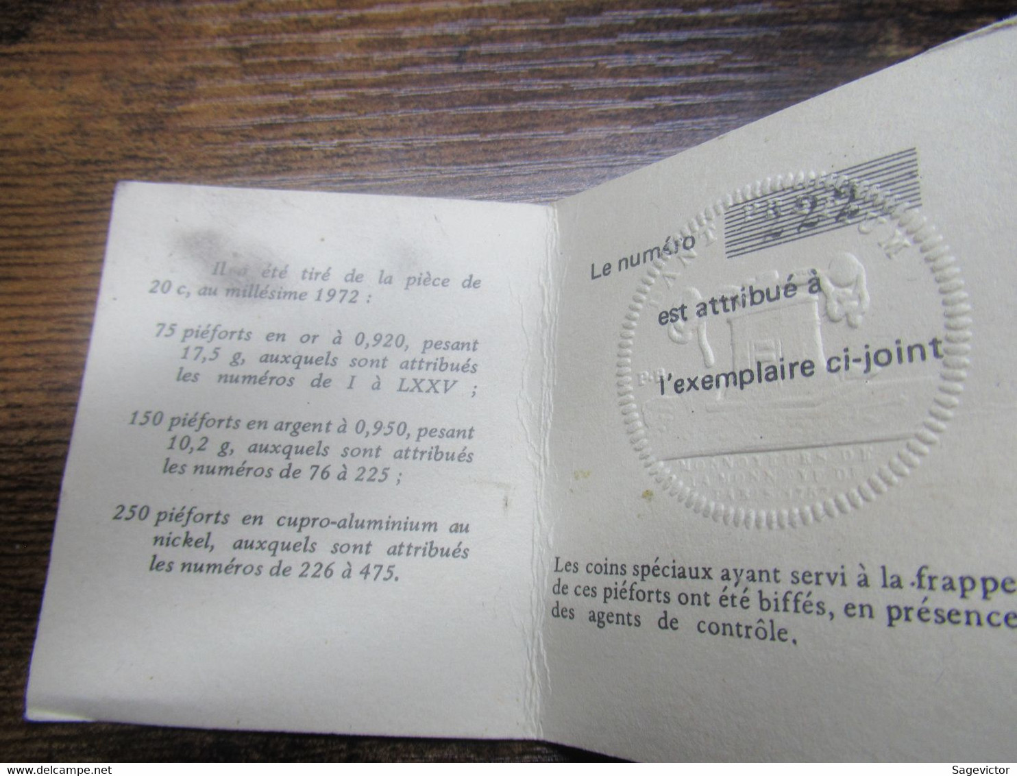 Piéfort Ag 20 Centimes 1972 - Errors & Oddities