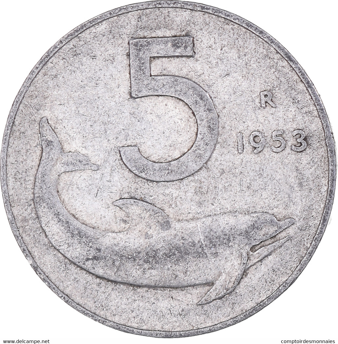 Monnaie, Italie, 5 Lire, 1953, Rome, B+, Aluminium, KM:92 - 5 Lire