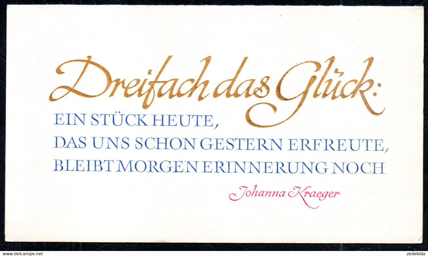 3844 - Glückwunschkarte - Johanna Kraeger Klappkarte Grafik Hellmuth Tschörtner Nach Stahlstich - Verlag DDR Grafik - Altri & Non Classificati