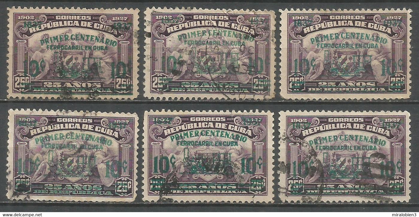 CUBA CENTENARIO DEL FERROCARRIL CONJUNTO DE SELLOS YVERT NUM. 254 USADOS - Used Stamps