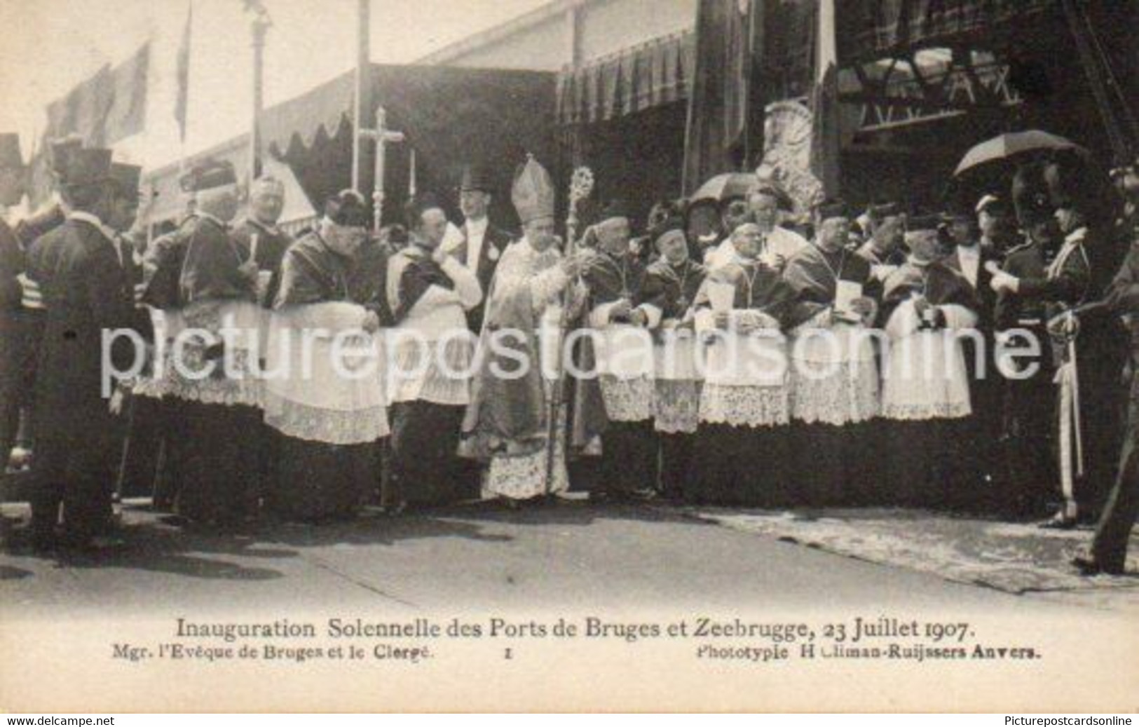 INAUGURATION SOLENNELLE DES PORTS DE BRUGES ET ZEEBRUGGE 23 JULLET 1907 OLD B/W POSTCARD BELGIUM - Zeebrugge