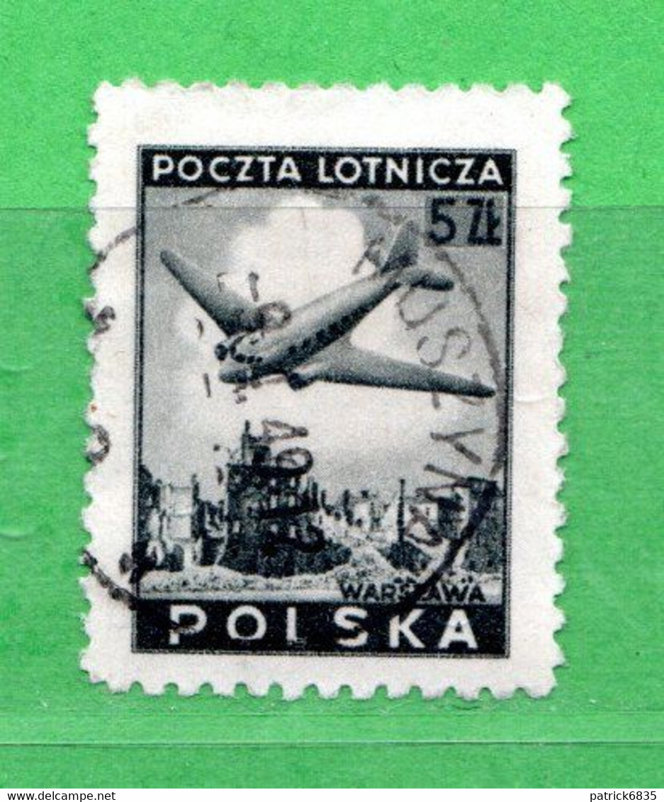 (Us.5) POLONIA ° - AIRMAIL - 1946 - AVION Sur VARSOVIE.  Yv. 10. Oblitéré Come Scansione - Usados
