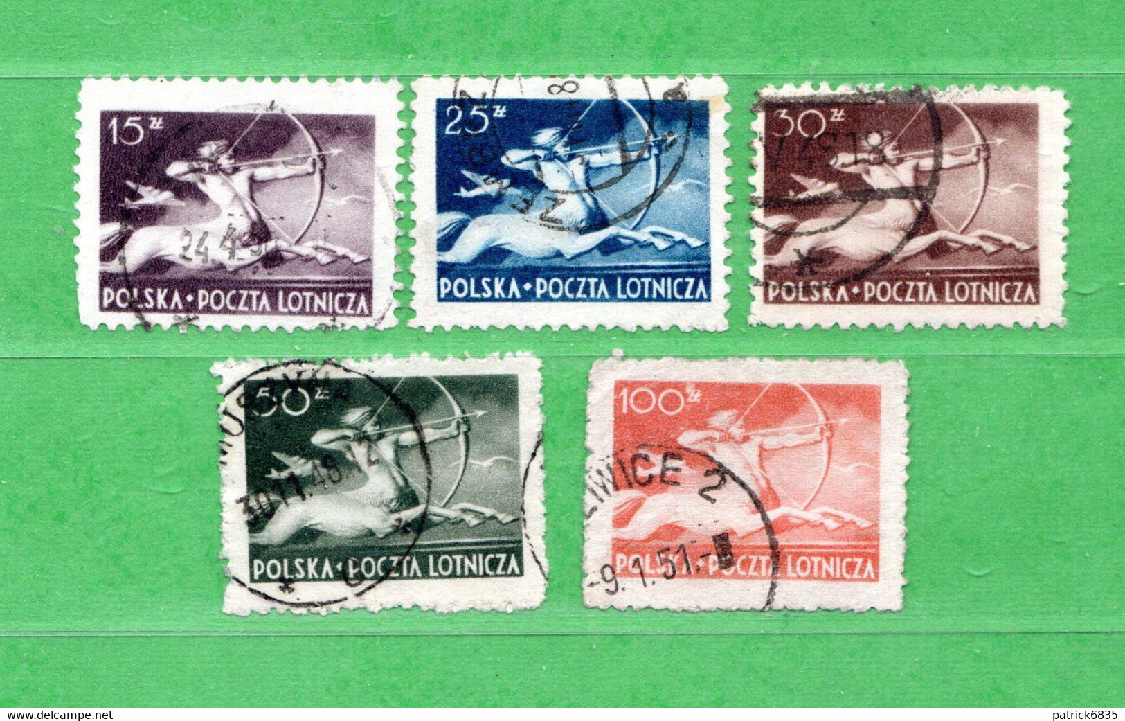 (Us.5) POLONIA ° - AIRMAIL - 1948 - CENTAURE.  Yv. 18 à 23.sans Le N° 22.  Oblitéré Come Scansione - Used Stamps