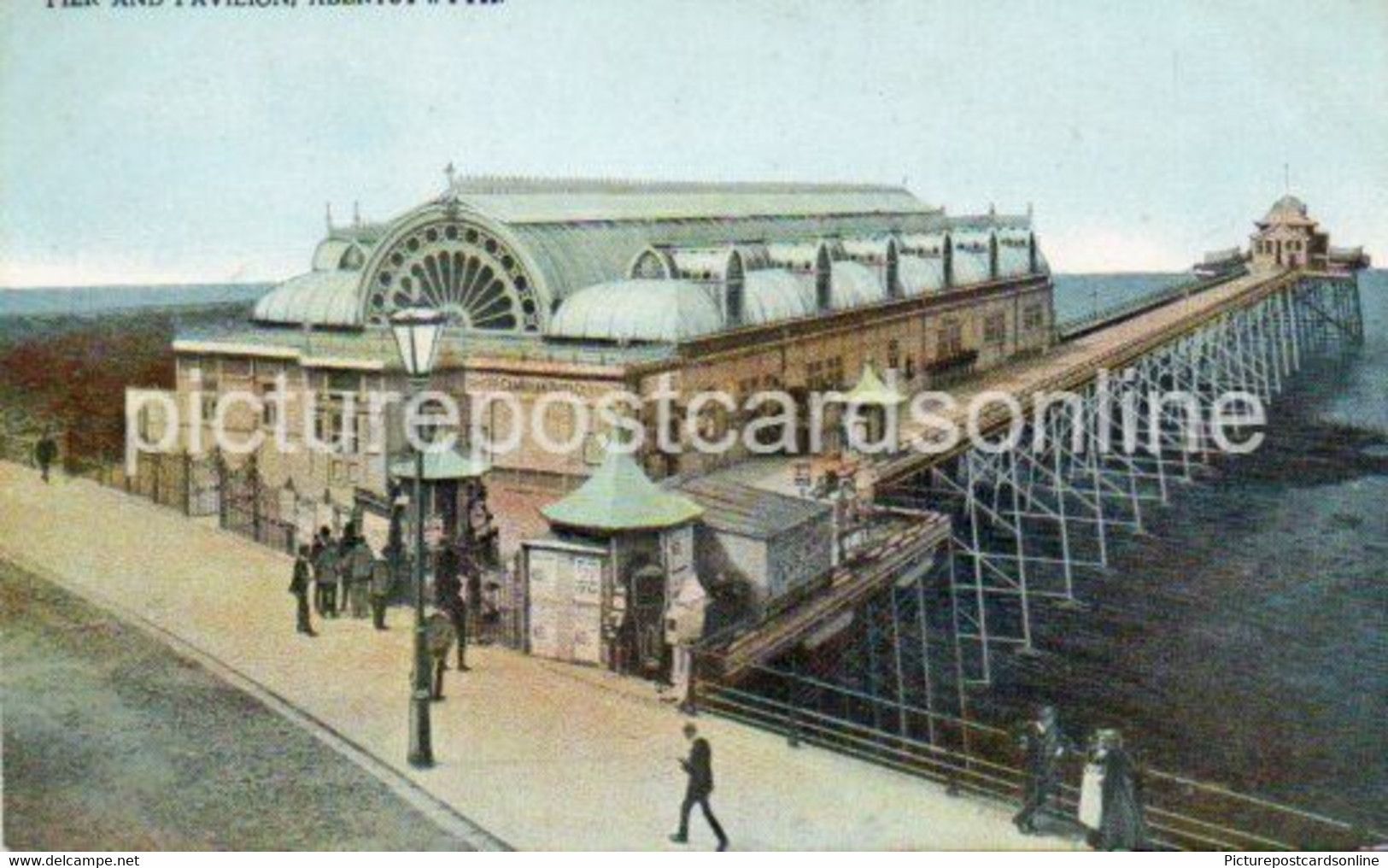 ABERYSTWYTH PIER AND PAVILION OLD COLOUR POSTCARD WALES - Cardiganshire