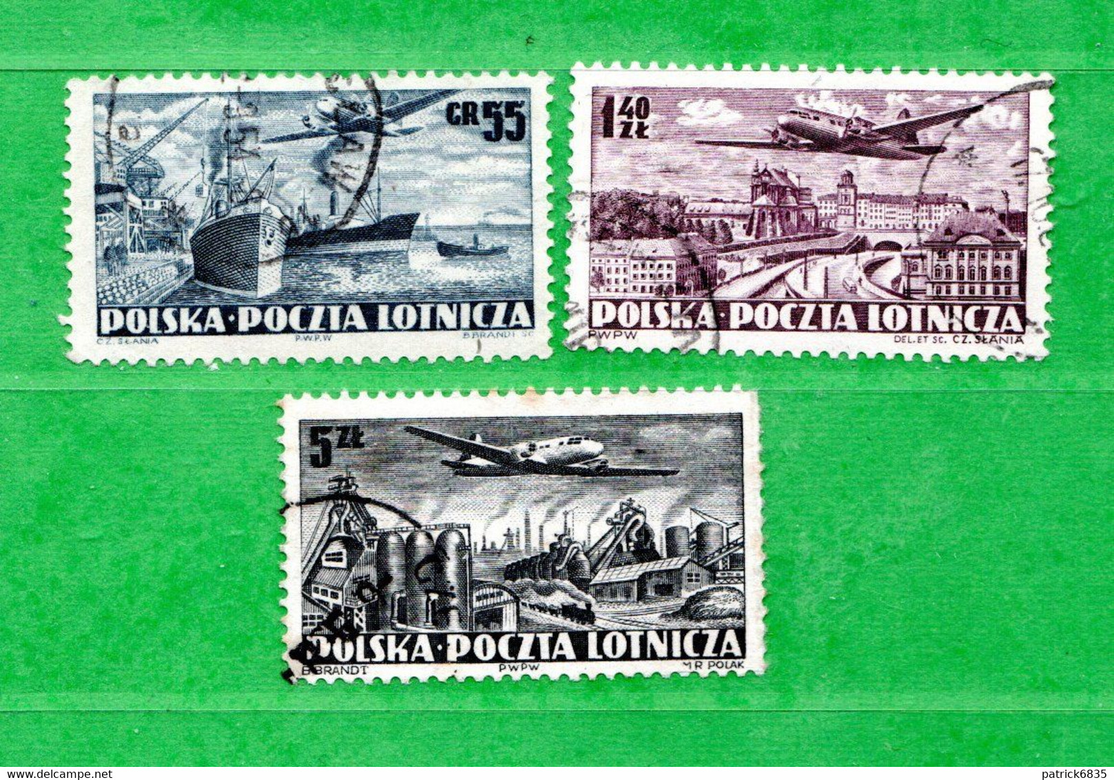 (Us.5) POLONIA ° - AIRMAIL - 1952 - Survols D'Avions.  Yv. 28-30-31.  Oblitéré Come Scansione - Oblitérés