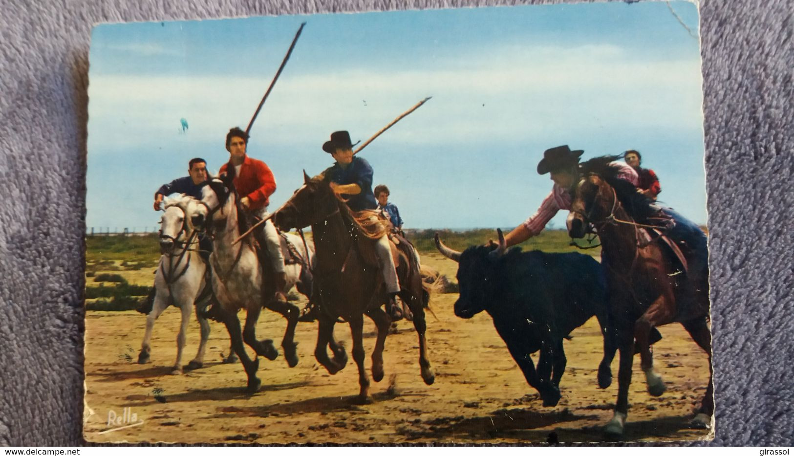 CPSM CHEVAL CHEVAUX EN CAMARGUE LES GARDIANS ED RELLA TAUREAU - Bull