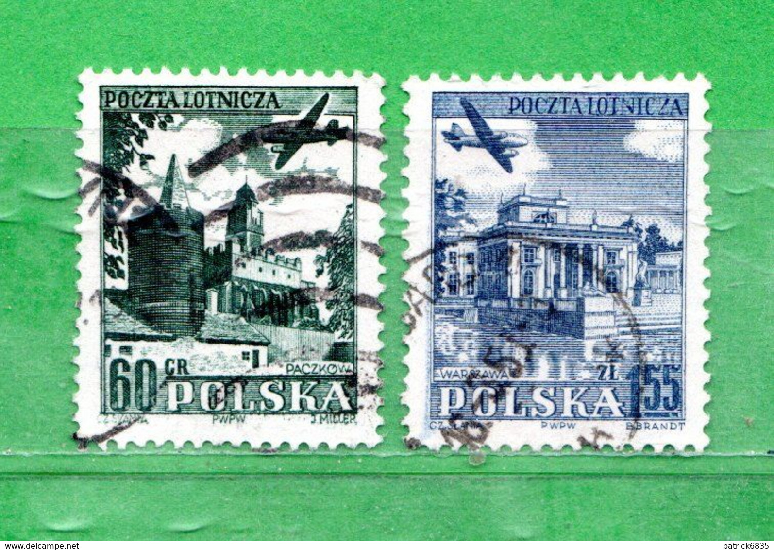 (Us.5) POLONIA ° - AIRMAIL - 1954 - Villes Diverses.  Yv. 34-38.  Oblitéré Come Scansione - Oblitérés