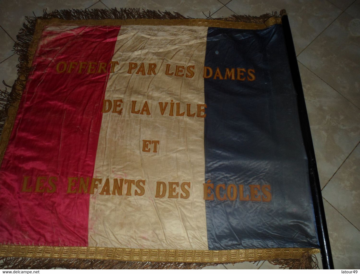 WW1rare Drapeau Union Des Mutiles De Guerre De La Region De Narbonne Offet Par Les Dames Et Enfants Des Ecoles1.20X105 X - Bandiere