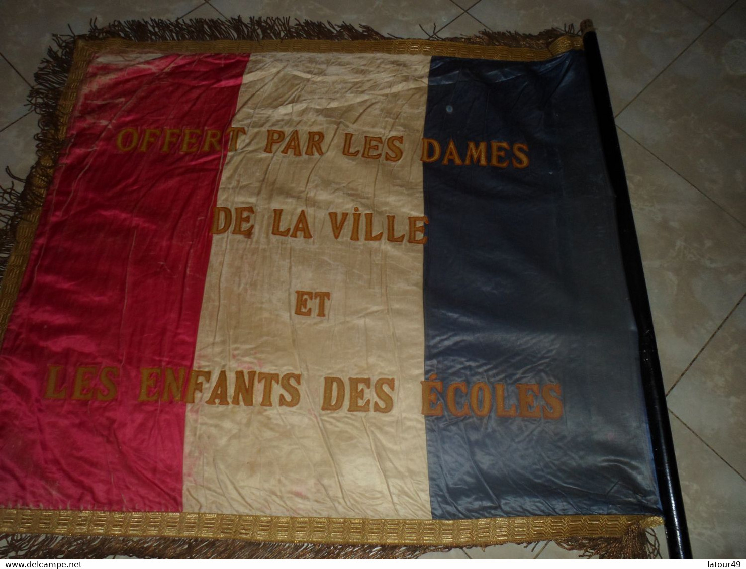 WW1rare Drapeau Union Des Mutiles De Guerre De La Region De Narbonne Offet Par Les Dames Et Enfants Des Ecoles1.20X105 X - Vlaggen