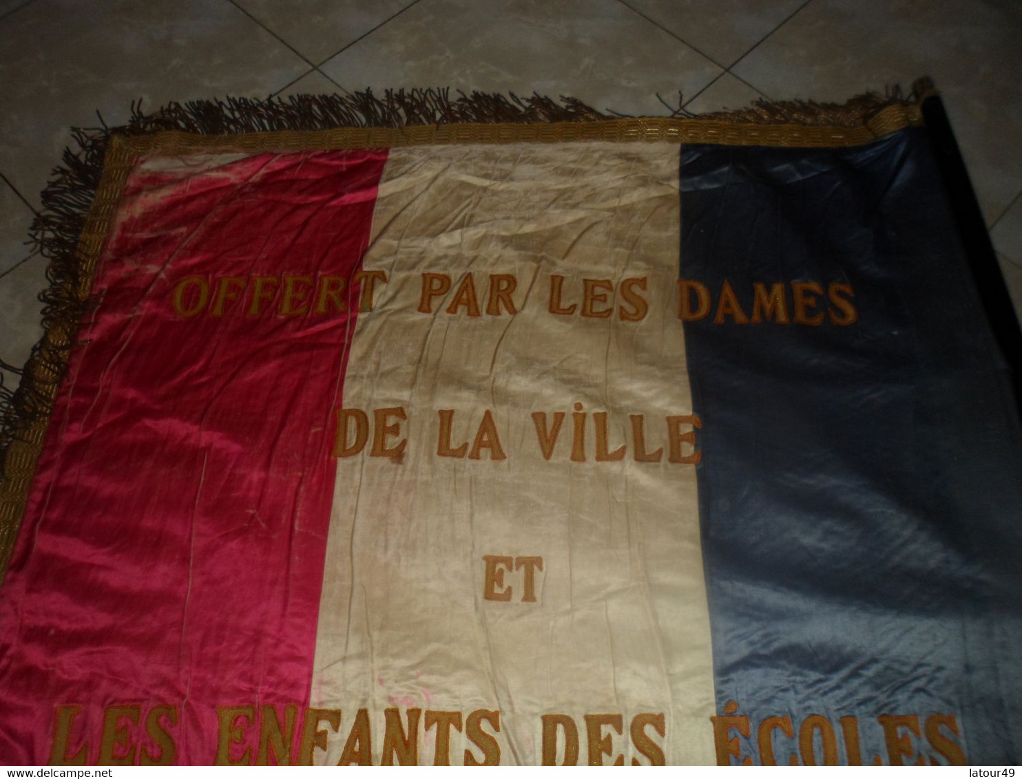 WW1rare Drapeau Union Des Mutiles De Guerre De La Region De Narbonne Offet Par Les Dames Et Enfants Des Ecoles1.20X105 X - Flaggen