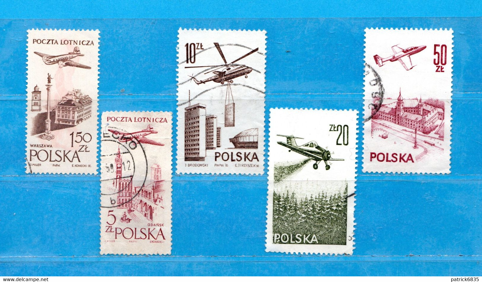 (Us.5) POLONIA ° - AIRMAIL - 1957 à 1978 - AVIONS.  Yv. 42-46-57-56-58.  Oblitéré Come Scansione - Usados