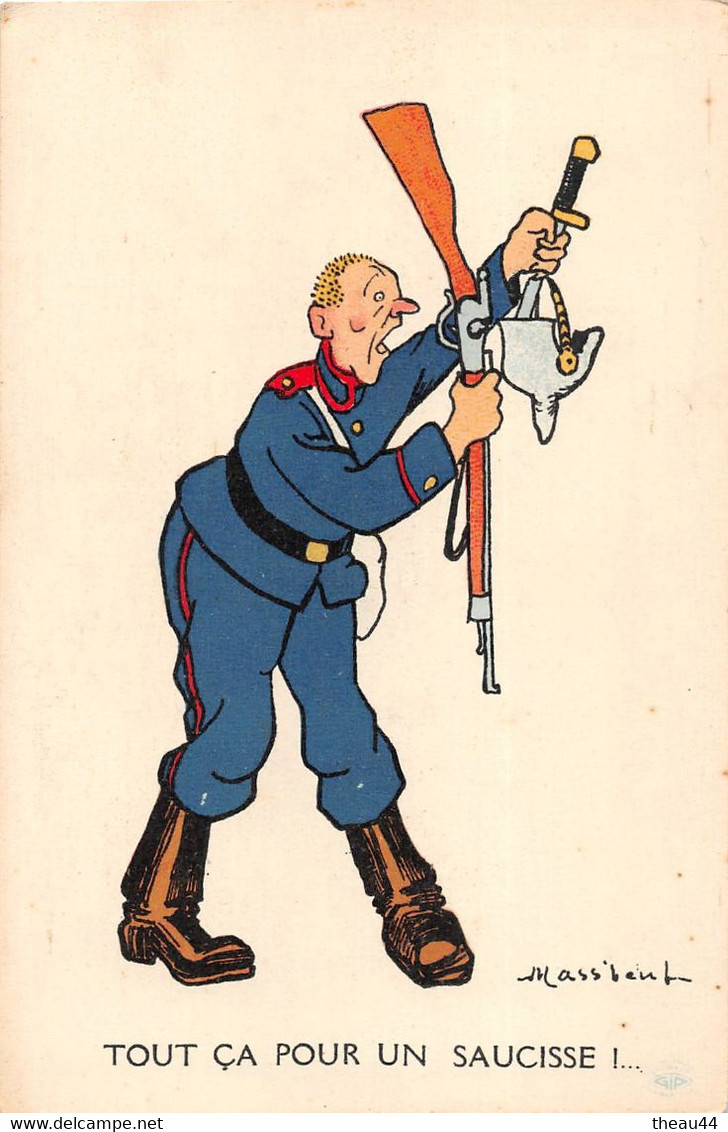 ¤¤  -  ILLUSTRATEUR " MASS'BOEUF "   -  Lot De 3 Cartes   - Caricature Militaire        -   ¤¤ - Mass'Boeuf