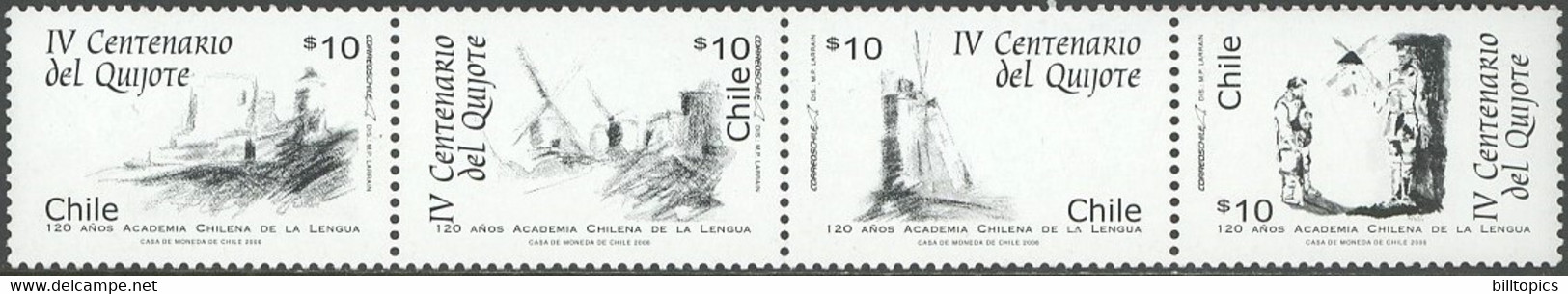 CHILE 2006 DON QUIJOTE STRIP OF 4** (MNH) - Cile