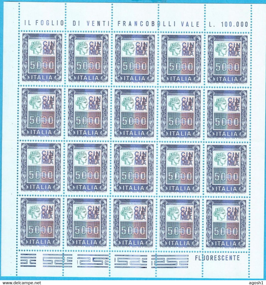 ZBMF78005 ITALIA 78 ALTI VALORI MINIFOGLIO DA LIRE 5000 INTERO NUOVO MNH ** - Feuilles Complètes