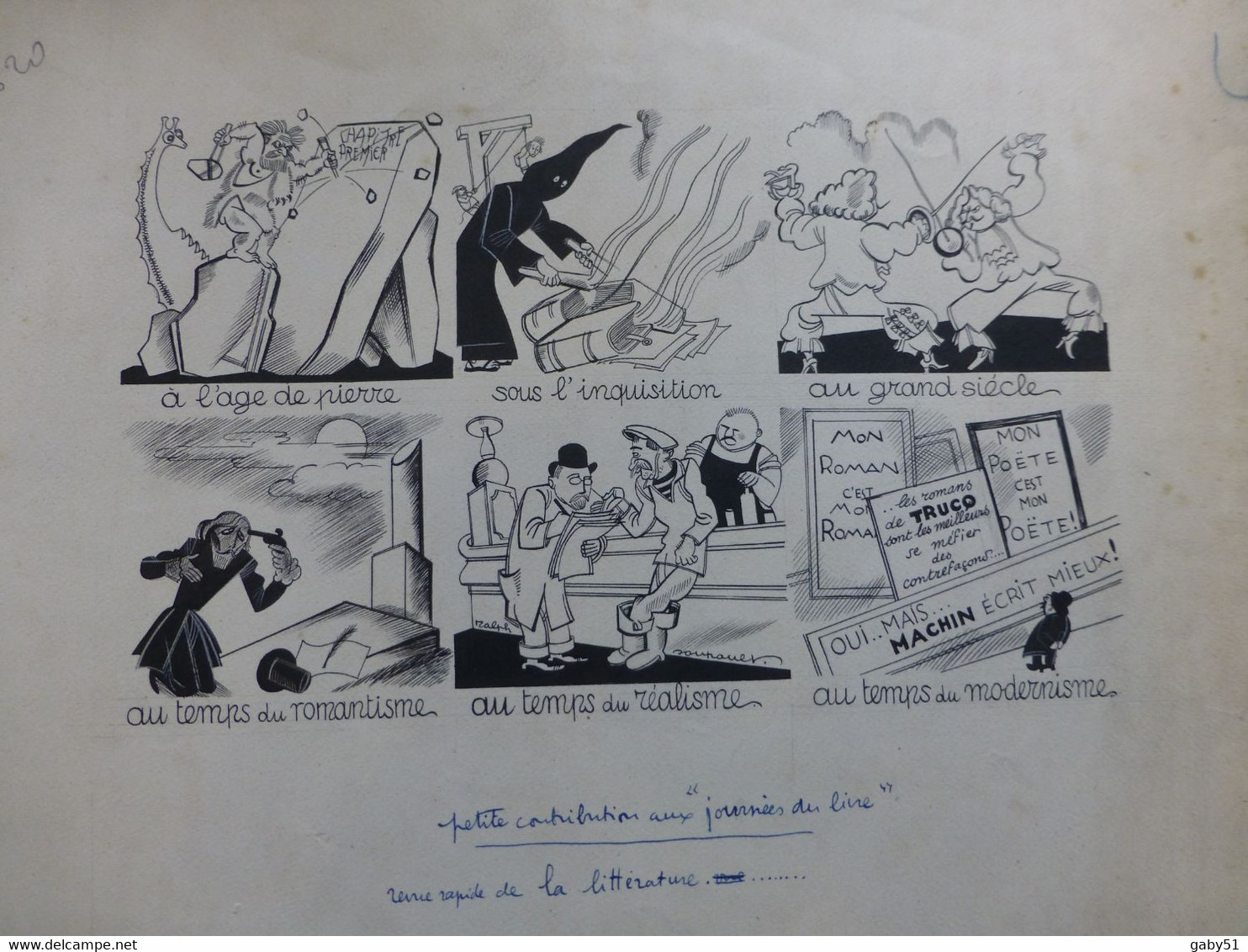 Journées Du Livre, Dessin Original De Ralph Soupault, Signé, Vers 1925, Encre De Chine, UNIQUE ; G 04 - Dessins