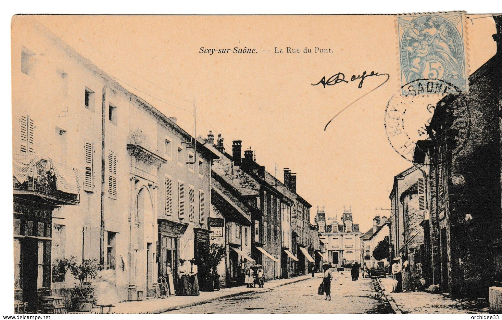 CPA Scey-sur-Saône - La Rue Du Pont (avec Animation) - Scey-sur-Saône-et-Saint-Albin