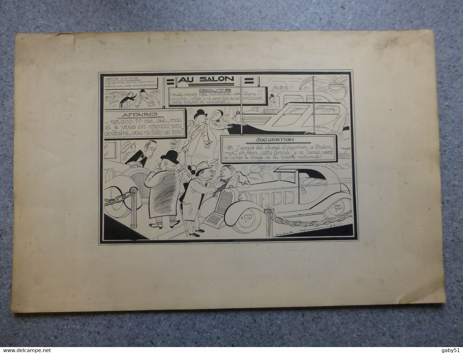 AU SALON De L'AUTO, Dessin Original De Ralph Soupault, Signé, Vers 1925, Encre De Chine, UNIQUE ; G 04 - Zeichnungen