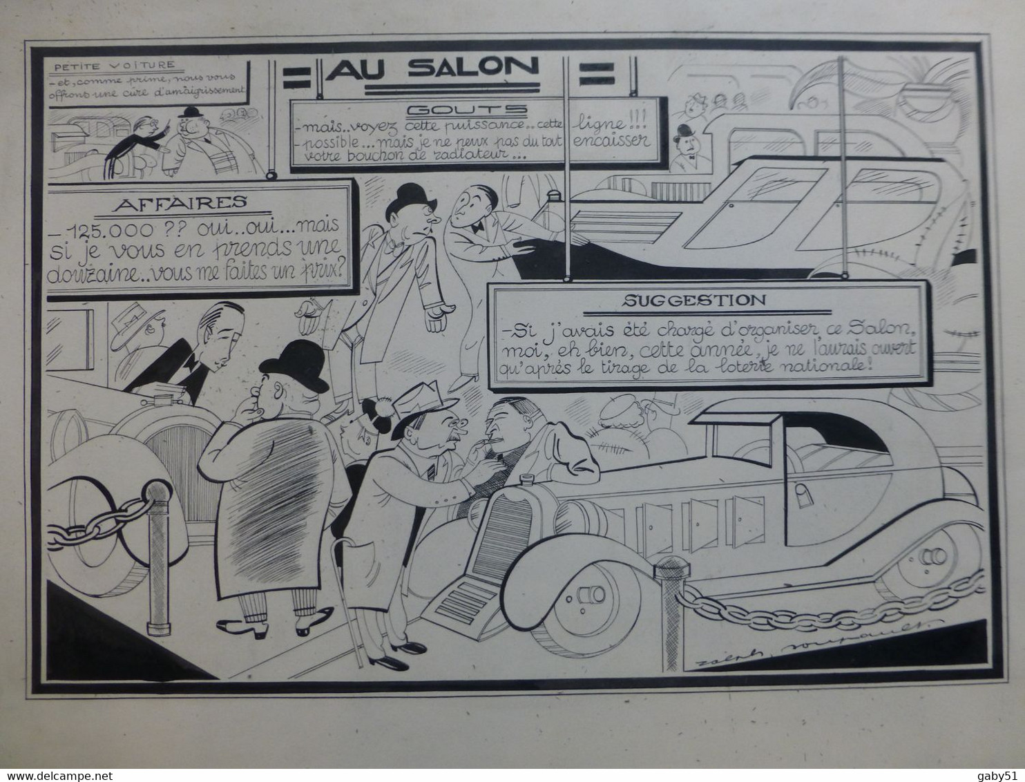 AU SALON De L'AUTO, Dessin Original De Ralph Soupault, Signé, Vers 1925, Encre De Chine, UNIQUE ; G 04 - Disegni
