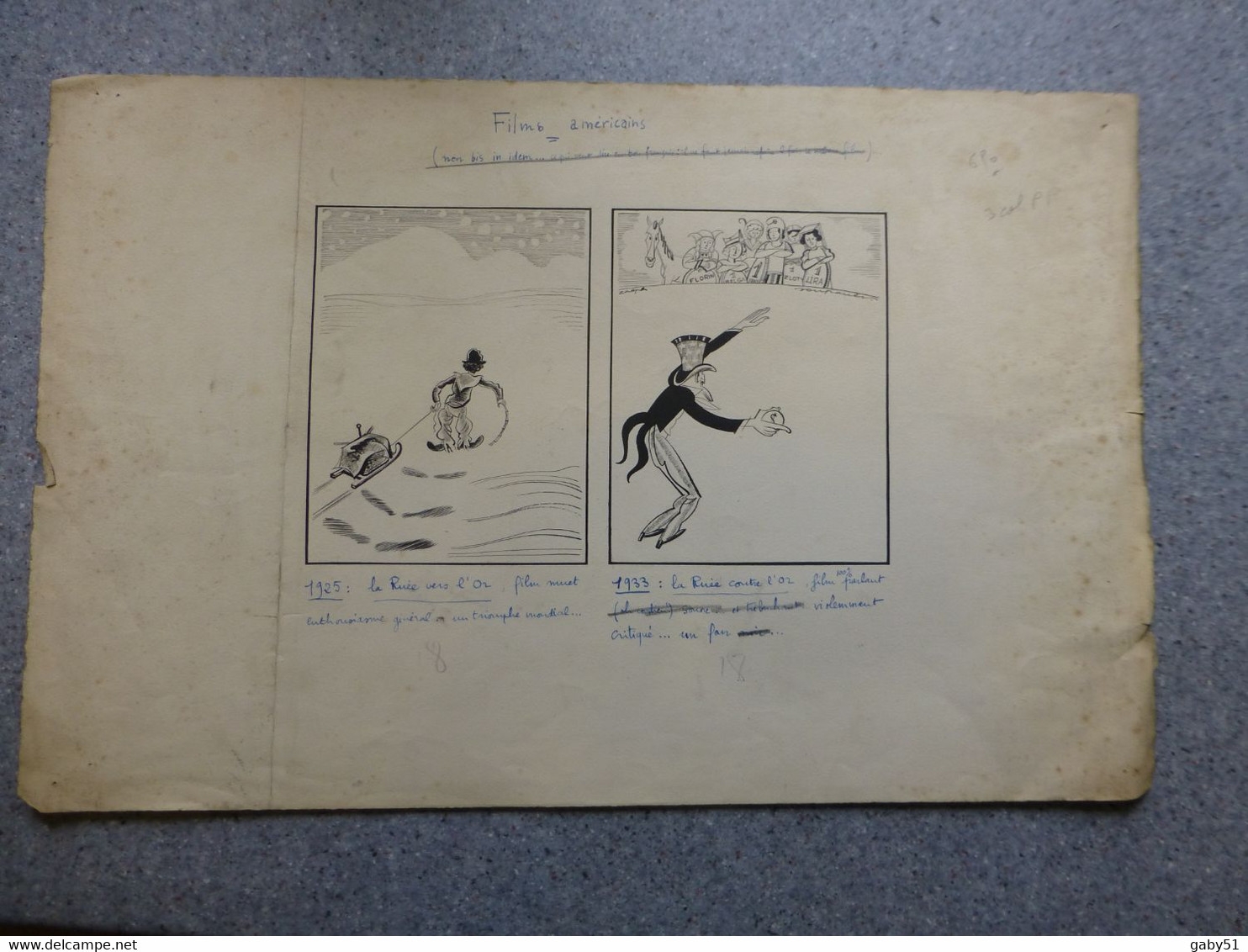 Films Américains, Dessin Original De Ralph Soupault, Signé, Vers 1925, Encre De Chine, UNIQUE ; G 04 - Dessins