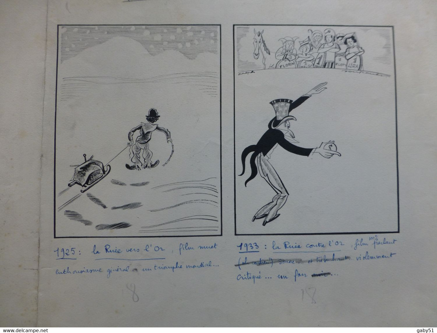 Films Américains, Dessin Original De Ralph Soupault, Signé, Vers 1925, Encre De Chine, UNIQUE ; G 04 - Dibujos