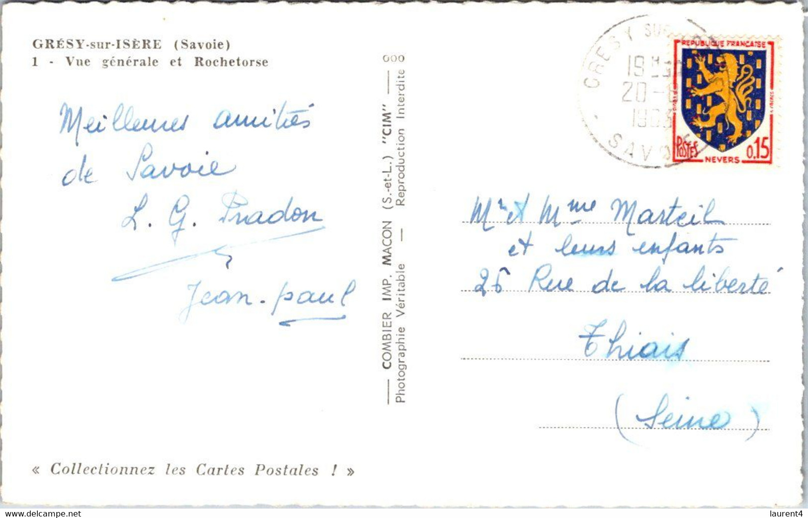 (4 M 6) OLDER - FRANCE (b/w)  Posted 1963  - Grésy-sur-Isère - Gresy Sur Isere