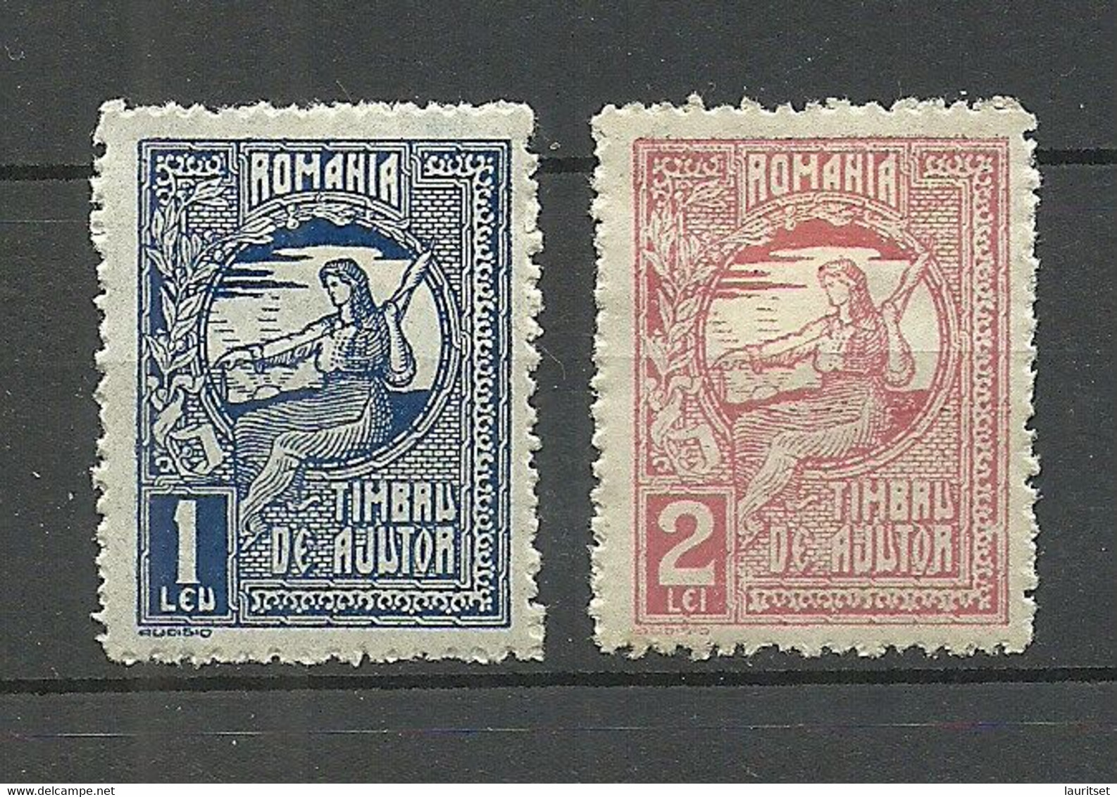 ROMANIA Rumänien Timbru De Ajutor 1 & 2 Leu * - Revenue Stamps