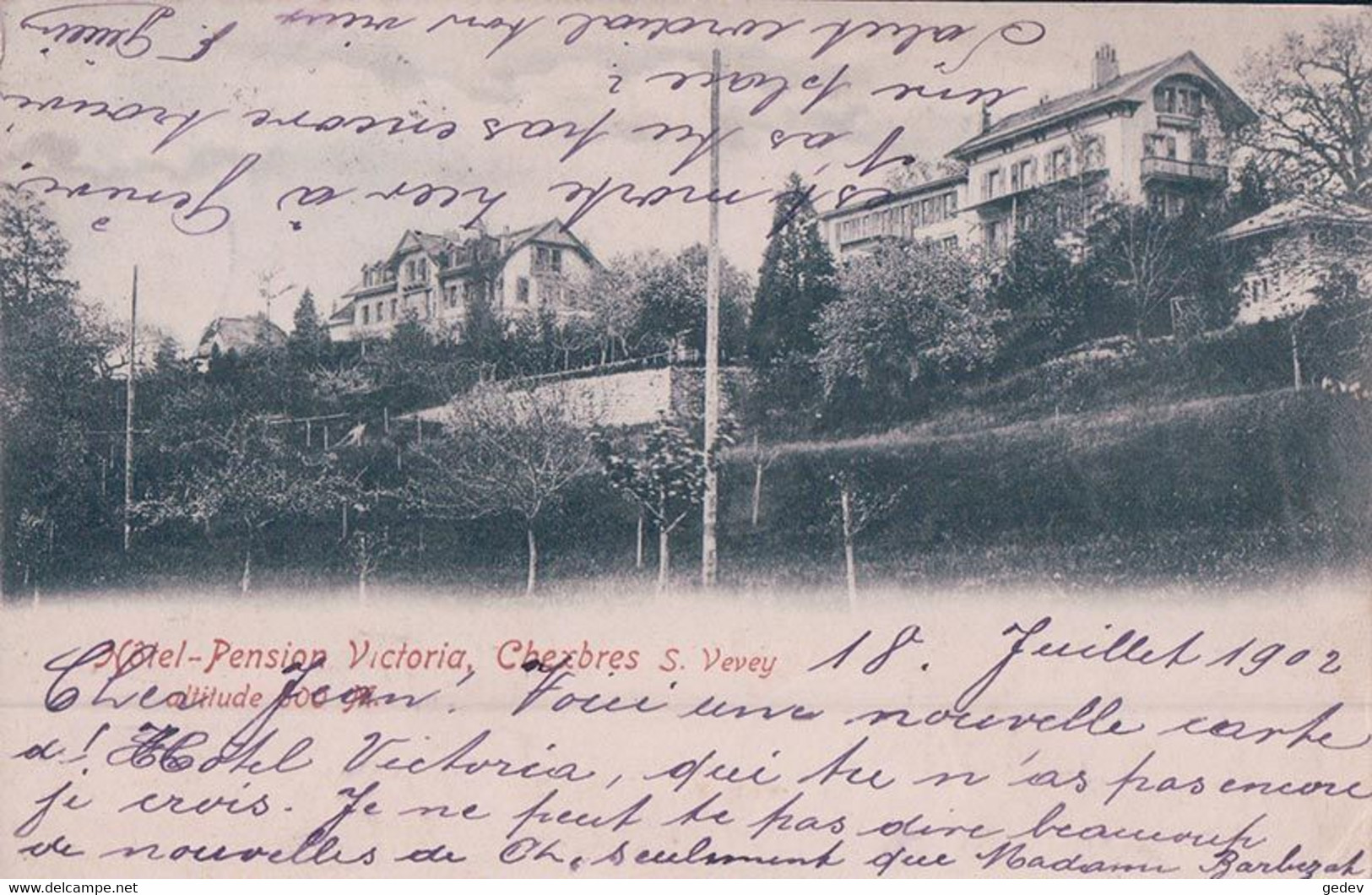 Chexbres VD, Hôtel Pension Victoria (18.7.1902) - Chexbres