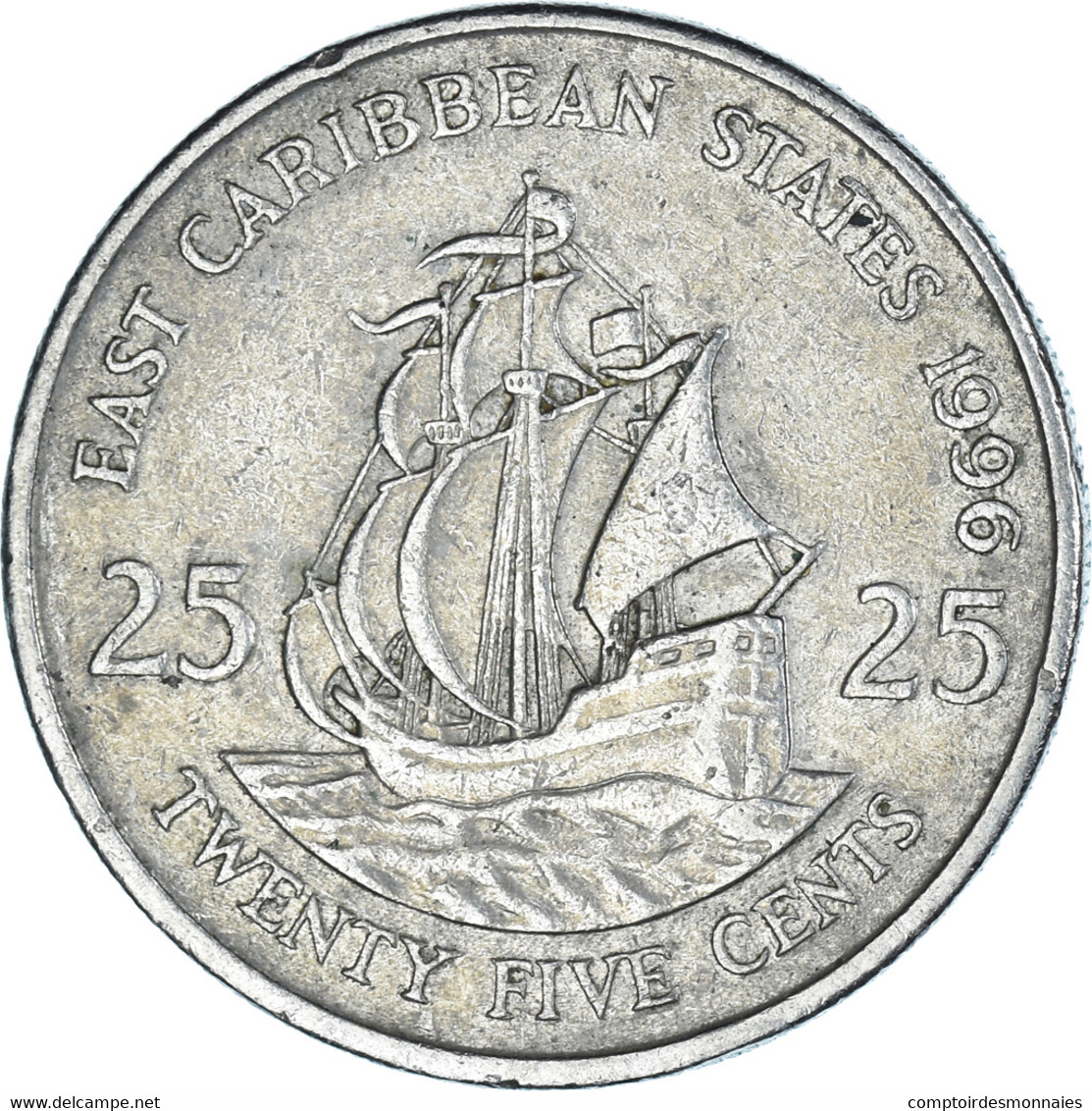 Monnaie, Etats Des Caraibes Orientales, 25 Cents, 1996 - Caraïbes Orientales (Etats Des)