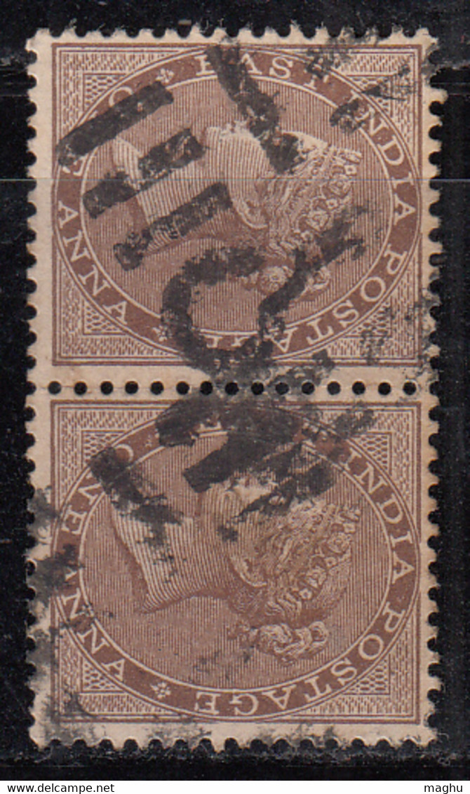 1a Pair, Strike Of JC 32c / Martin 17a On SG59  British East India, QV One Anna, Used, Elephant Watermark 1865 - 1854 Compagnia Inglese Delle Indie