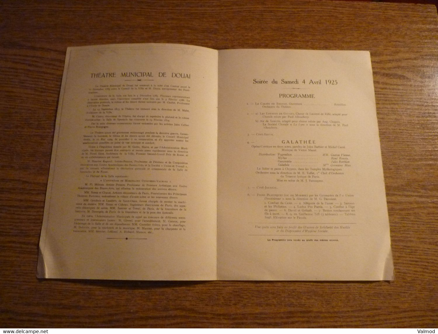 Théâtre Municipal De Douai (59) - Programme Soirée Réouverture Du Samedi 4 Avril 1925-Illustration Emma Sirot-20,5x29cm. - Programmi